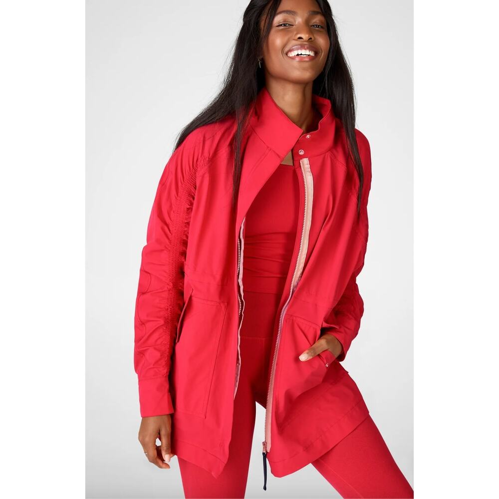 Fabletics Red Drawstring Waist Jacket - Picture 14 of 16